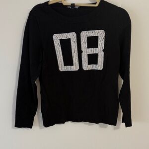 INC International Concepts Black Sweater with White and Silver Accents